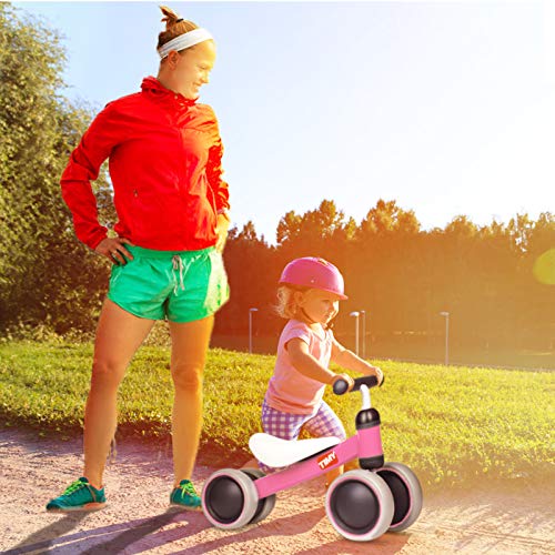 Timy Baby Balance Bike for 1 Year Old Kids Riding Toys for 10-24 Months Toddler No Pedal 4 Wheels Boy Girl First Birthday Gift