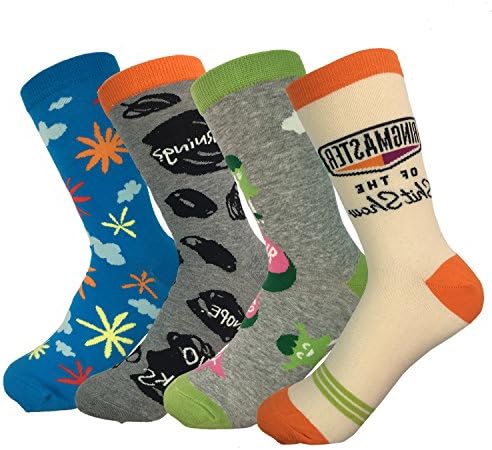 4 Pairs Cute Art Creative illustration Womens Crew Socks-Funny Patterned Casual Cotton Socks (Art 1)