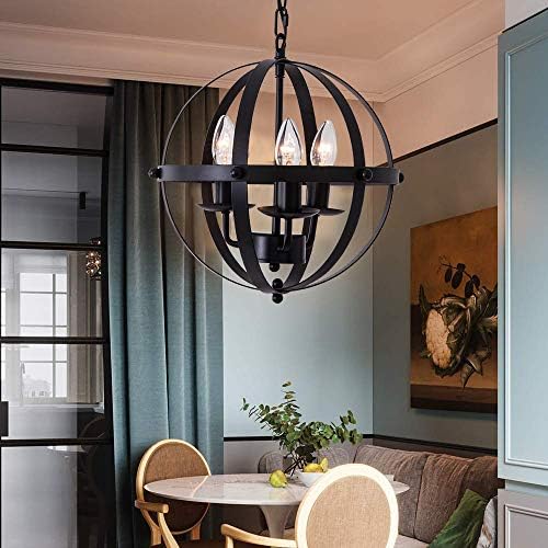 Lufun Orb Chandeliersindustrial Vintage Pendant Lighting Rustic Metal Ceiling Hanging Light Fixture For Indoor Kitchen Island Dining Living Room Farmhouse3Lightsdia 137Inch