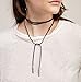 Punk Gothic Velvet Long Chain Wrap Choker Tattoo Necklaces Silver Tube Tassel,65inch