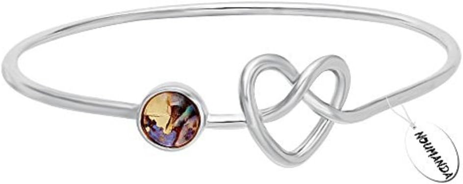 NOUMANDA New Fashion Abalone Shell Love Heart Bangle Bracelet Charm Jewelry for Women