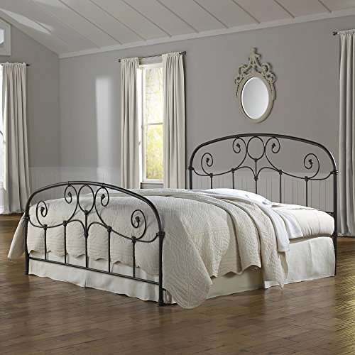 Grafton Complete Bed with Metal Scrollwork Panels and Decorative Castings, Rusty Gold Finish, California King