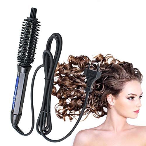 genmine Curlmaster Curling Iron Brush 2 in 1 Professional Iron Salon Curling Brush Travel Curling Iron Hair Brush Electric Straightener Brush