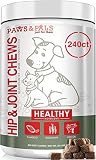 Paws & Pals Glucosamine Supplement for Dogs: Hip & Joint Health Supplements with Chondroitin & MSM for Pain Relief & Senior Dog/Cat Arthritis Support - Chewable Pet Multi Vitamin - 240 Soft Chews