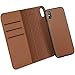 Zover iPhone X Case Detachable Genuine Leather Wallet Case With Auto Sleep/Wake Function Support Wireless Charging Magnetic Car Mount Holder Kickstand Feature Magnetic Closure Gift Box Brown