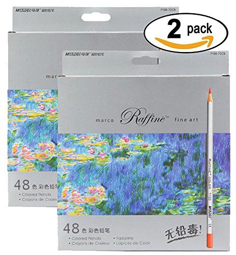 48-color Raffine Marco Fine Art Colored Pencils/ Drawing Pencils for Sketch/ Secret Garden Coloring Book (Not Included) - Pack of 2