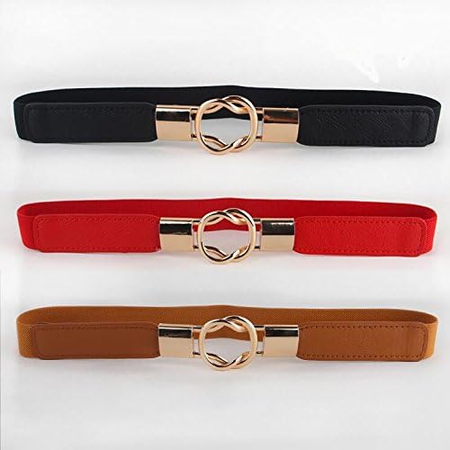 Antumn Water Fashion women's belt elastic waistband gold circle buckle small belts red thin cummerbund woman belt strap brown