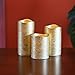 Lily's Home Everlasting Flameless Flickering LED Candles with Remote and Timer, Battery Powered, Scent and Smoke Free, Safe for Use Around Kids and Pets, Ideal for Holiday Decorations, Gold, Set of 3