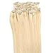 Blonde Hair Extensions, Grammy 22 Inch 7pcs Remy Clips in Human Hair Extensions 70g with Clips for Highlight(#613 Bleach Blonde)