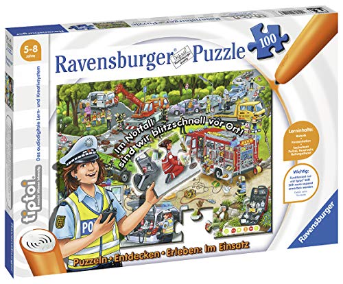 Ravensburger tiptoi 00554 Puzzeln, Entdecken, Erleben: Im Einsatz , für Kinder von 5-8 Jahren, Hilf Polizei, Feuerwehr…
