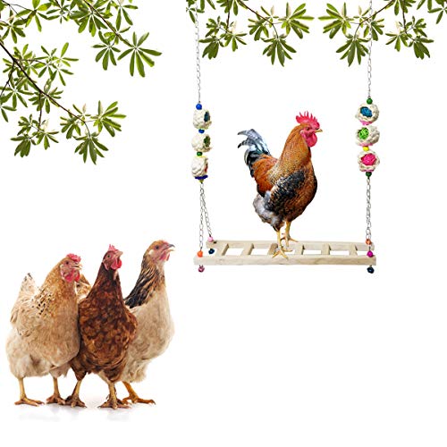 Vehomy Chicken Ladder Swing Chicken Perch Chicken Wood Stand Chicken Toy for Hens Handmade Chicken Swing Ladder Toys for Rooster Large Bird Parrot Hens Macaw - Thumbnail 4