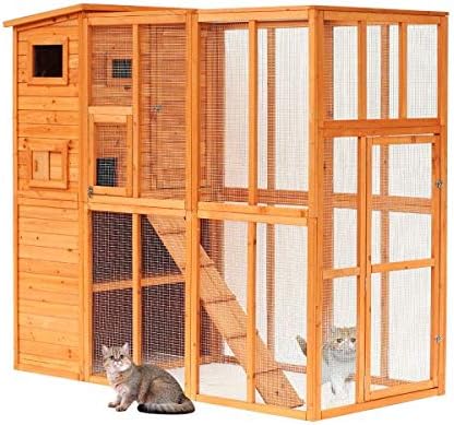 Paradise Pet Large Outdoor Cat Cage Kitten Enclosure Kitty Catio Garden House Shelter Backyard Patio Play Hutch with Run