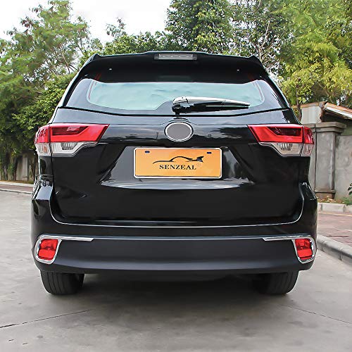 Senzeal ABS Chrome Lightning Design Rear Fog Light Cover Trim for Toyota Highlander 2015 2016 2017 2018 2019 2PCS