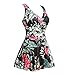 MiYang Women's Plus-Size Flower Printing Shaping Body One Piece Swim Dresses Swimsuit Black Flower X-Large (US 16-18)