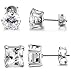 Besteel 2 Pairs Stainless Steel Mens Womens CZ Stud Earrings Pierced Earrings White 20G 8mm