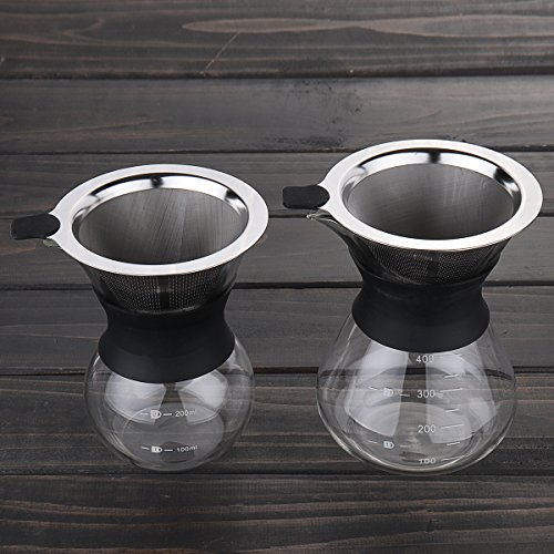 Glass Classic Coffee Pot 200/400ML Pour Over Coffeemaker With Steel Filter Percolator Drinkware Kitchen Accessories Coffee Tools Katoot (400ML)