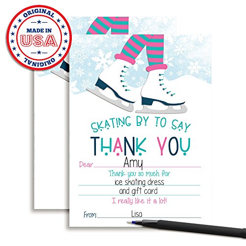 image for Ice Skating Birthday Thank You Notes for Girls, Ten 4