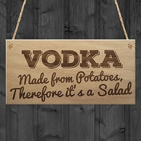 Wooden Plaque Wall Decor Word Signs With Sayings Vodka Salad Funny