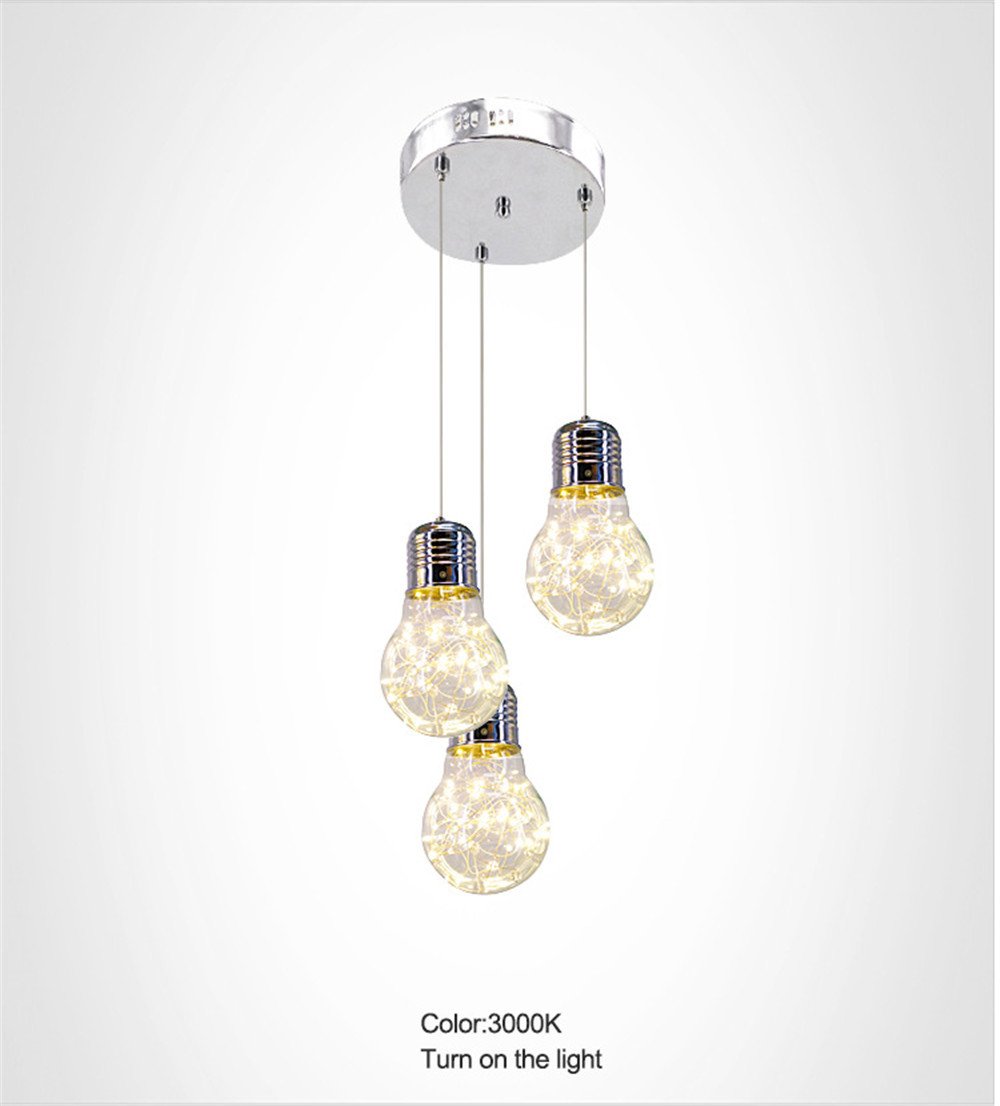 Chlight Vintage Creative 3 Heads Bulb Shaped Pendant Lights
