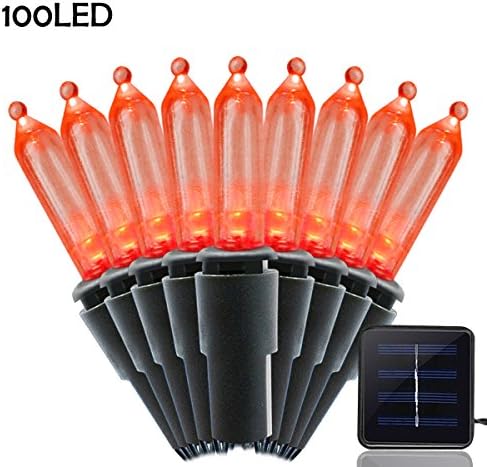 Lalapao Solar Powered Christmas Lights LED String Lights 100 LED Clear Mini Fairy Lighting Decor for Xmas Tree Outdoor Indoor Garden Path Patio Lawn Holiday Party Home Decorations (Red)