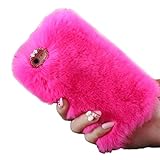 iPhone 6S Plus Case, iPhone 6 Plus Case, Lookatool Warm Fluffy Villi Fur Plush Wool Bling Case Cover Skin For iPhone 6S Plus or iPhone 6 Plus (Hot Pink)