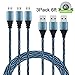 Amoner 3Pack 6FT Micro USB Charger Cable Nylon Braided, High Speed Charging Cord for Android/Windows/MP3/PS4/Camera and other Device(Blue&Black)