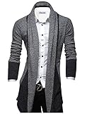 TAM WARE Mens Classic Fashion Marled Open-Front Shawl Collar Cardigan TWGG1308-GRAY-US M