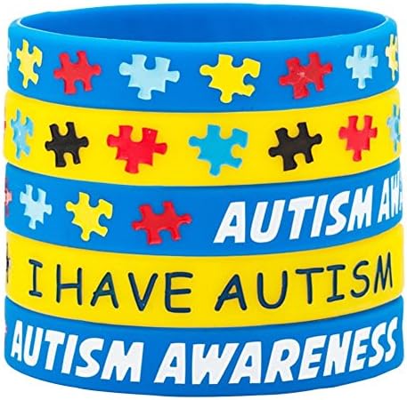 Heart of Charms Set 5 I Have Autism Awareness Bracelets Silicone Sports Wristband Puzzle Pieces Bracelet Rubber