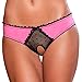 Women's Crotchless Frills Open Back Bows Cheeky Boyshort Panties (Small / Medium, Pink)
