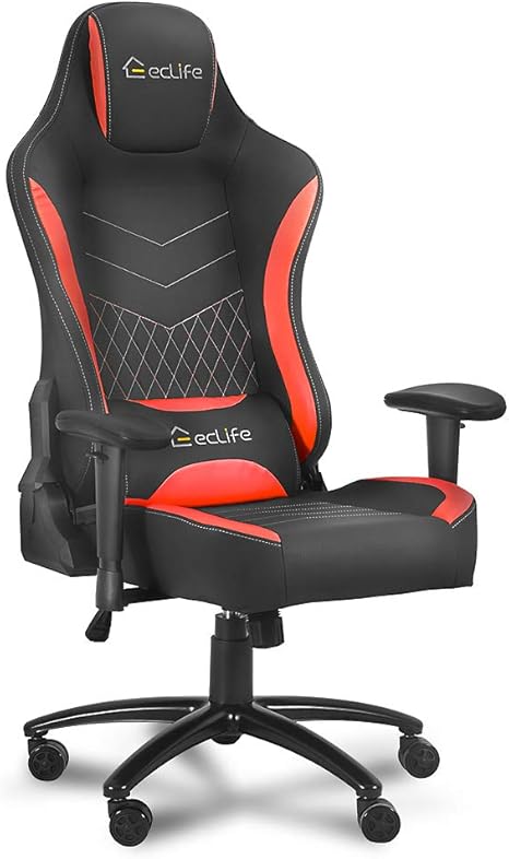 Amazon Com Eclife Gaming Chair Ergonomic Racing Office Chair Massage Composite Linen Recliner Computer Desk Chair W Lumbar Support Headrest Armrest Rolling Swivel Task Chair Red Kitchen Dining