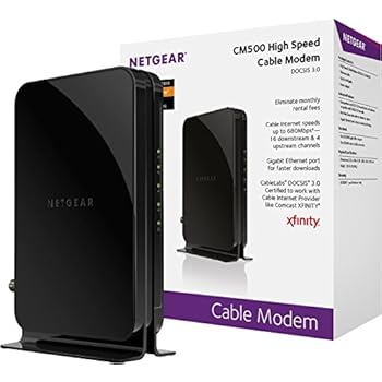 NETGEAR Certified Refurbished CM500-100NAR DOCSIS 3.0 Cable Modem with 16x4 Max download speeds of 680Mbps. Certified for XFINITY by Comcast, Time Warner Cable, Cox, Charter & more