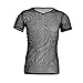 YiZYiF Men's See Through Fishnet Clubwear Short Sleeve T-Shirt Undershirt (2X-Large, Black)