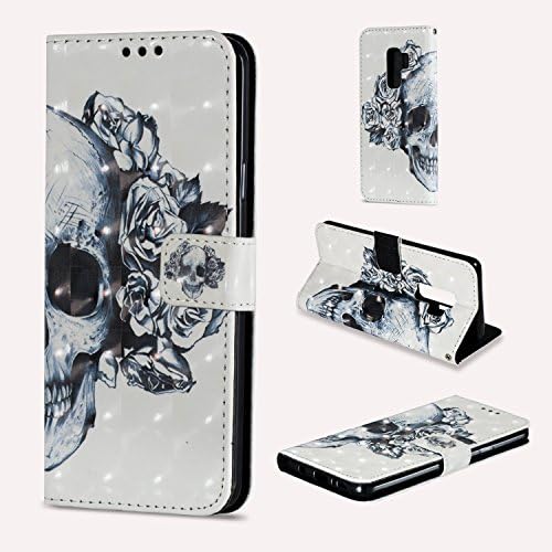 VinMas Galaxy S9 Plus Case, PU Leather Wallet Case with Kickstand and Flip Cover for Samsung Galaxy S9 Plus (White-Cool Smile)