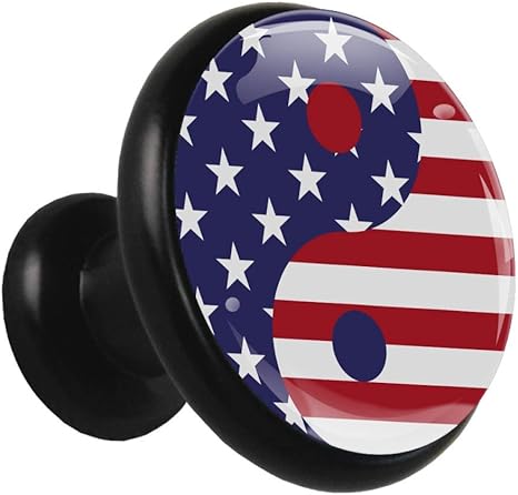 Amerikanische Flagge Tai Chi Black Metal Küche Schubladenschrank Knöpfe