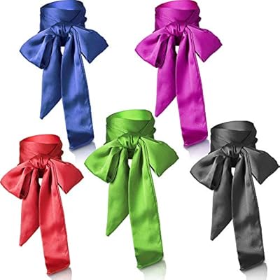 5 Pieces Silk Skinny Scarf  Headband Solid Color Satin Scarf Neck Wrist Ribbon Scarf 5 Pieces Silk Skinny Scarf  Headband Solid Color Satin Scarf Neck Wrist Ribbon Scarf