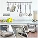 Nidouillet Kitchen Rail Wall Mounted Utensil Racks with 10 Stainless Steel Sliding Hooks for Kitchen Tool, Pot Lid, Pan, Towel AB005