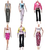 Buytra 6 Pack Doll Accessories Handmade Fashion Shorts Pants Vest Outfit Clothes for Barbie Doll Girls's Birthday Gift