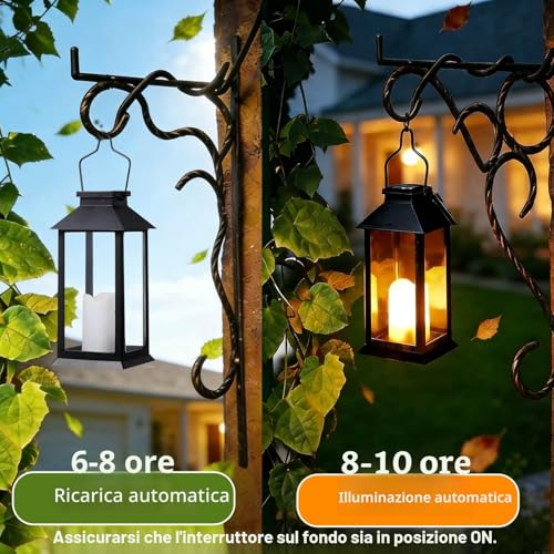 Yowin Lanterne da Esterno 2 Pezzi Lanterna Solare da Giardino con Candele Tremolante, Lampada Solari da Appendere Impermeabile Lampade da Tavolo per Arredo Giardino Terrazzo Balconi Decorazioni