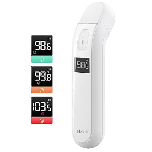 Touchless Forehead Thermometer For Adults & Kids | Digital Infrared Thermometer With Fever Alarm C F Switchable 32 Set Memories Instant Reading Baby Thermometer For Adults And Kids White