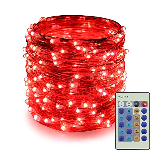 ER CHEN Dimmable LED String Lights,66Ft 200 LEDs Silver Wire Starry