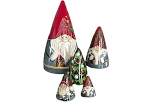 EMUKOEP 5 Pieces of Christmas Matryoshka Christmas Dwarf Collection Dolls Stacking Dolls Christmas Nesting Dolls Ornaments Christmas Decorations