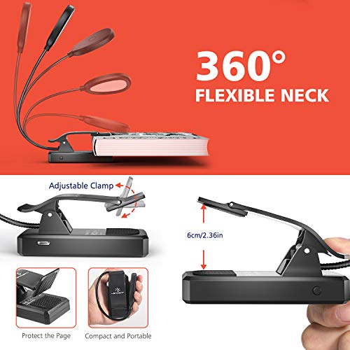 Book Light, ClipOn Amber Book Light, Blue Light Blocking , LENCENT