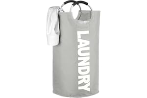 WOOHA 125L Large laundry basket,Collapsible laundry hamper, Tall Clothes Baskets Folding Washing Bin Foldable Fabric Hamper Bags for Bedroom, Closet,Bathroom,College,laundry bag,Lightgray