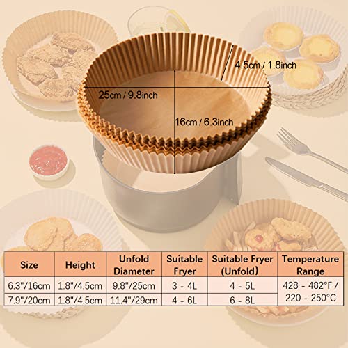 Vekola Air Fryer Disposable Paper Liner 100PCS Air fryer Instant Pot Oven Insert Parchment