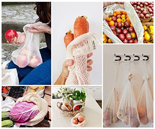earthwise reusable mesh produce bolsas washable set of 9 premium bolsas