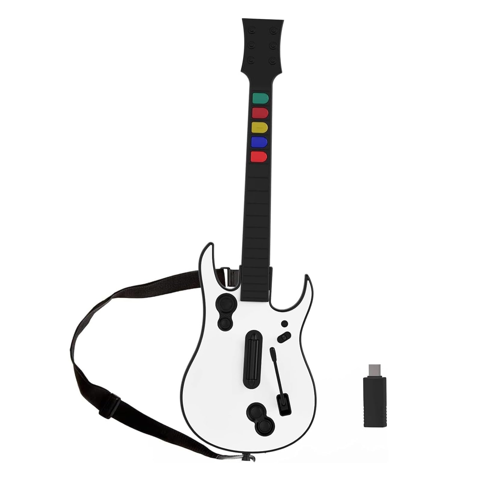 DOYO Wireless Wii Guitar Hero Controller Compatible with Guitar Hero and Rock Band 2 & 3 Games with Adjustable Strap (Excludes Rock Band 1), White