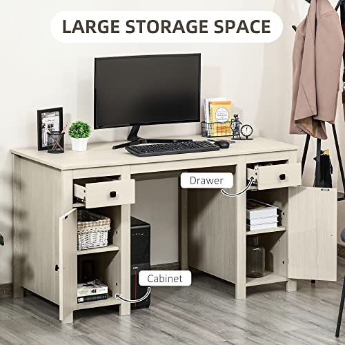 Farm Style Home Office Computer Desk with 2 Drawers, 2