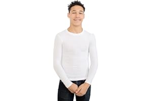 Fun and Function Sens-ational Hip Hugging Tee - Long Sleeve Compression Shirt for Boys & Girls - Sensory Compression Shirt for Kids & Teens - White - XX-Small