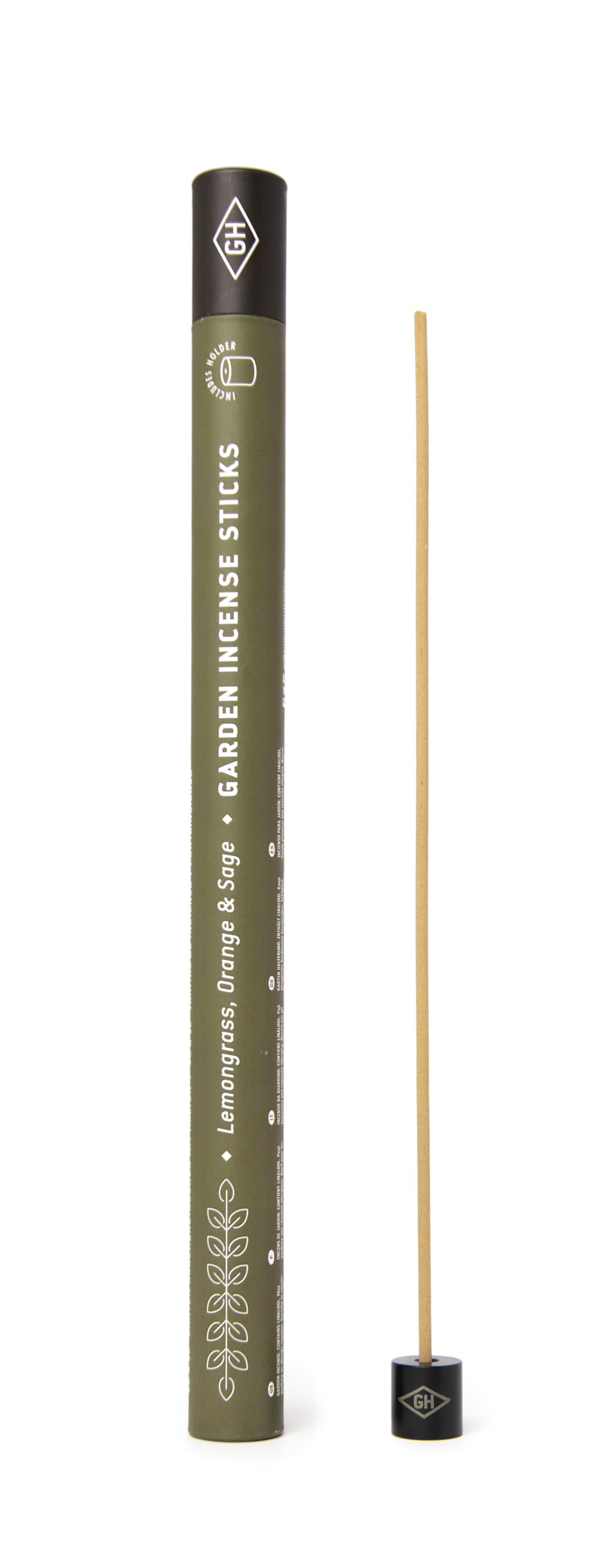 Gentlemen's Hardware Garden Incense Sticks and Holder Incense Set for Outdoors, 20-Sticks, Lemongrass/Orange/Sage
