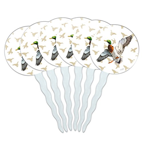 Mallard Duck in Flight Cupcake Picks Toppers Decoration Set of 6